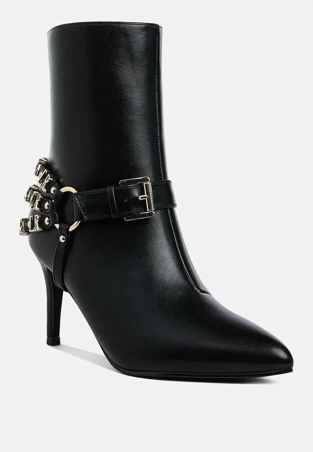 Nicene Harness Detail Stiletto Boots - Image 6