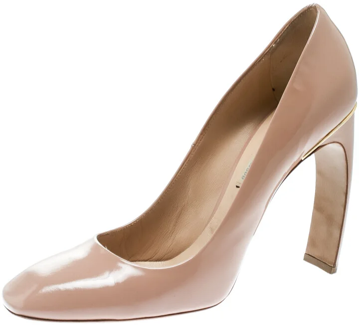 Nicholas Kirkwood Beige Patent Leather Square Toe Pumps Size 40.5