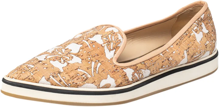Nicholas Kirkwood Beige/White Cork And Fabric Pointed Toe Slip On Sneakers Size 39