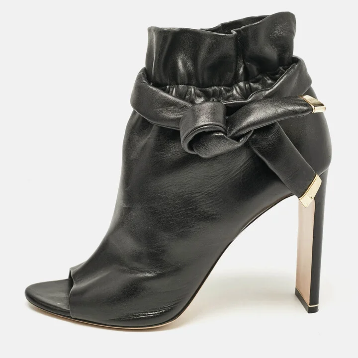 Nicholas Kirkwood Black Leather Open Toe Ankle Boots Size 41