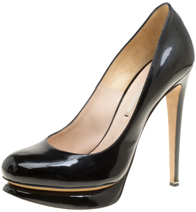 Nicholas Kirkwood Black Patent Platform Pumps Size 38.5