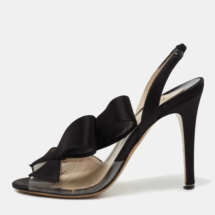 Nicholas Kirkwood Black Satin Ankle Strap Sandals Size 35