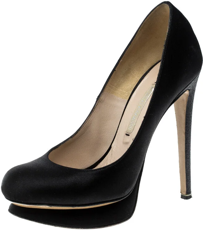 Nicholas Kirkwood Black Satin Platform Pumps Size 35.5
