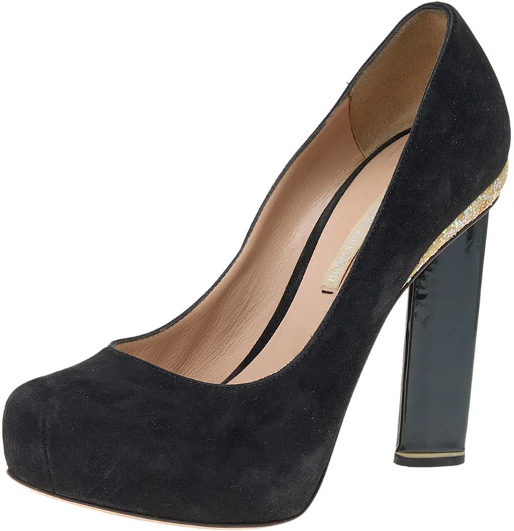 Nicholas Kirkwood Black Suede Platform Pumps Size 37