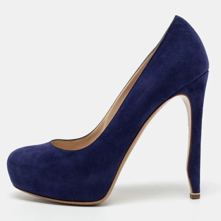 Nicholas Kirkwood Blue Suede Platform Pumps Size 36.5