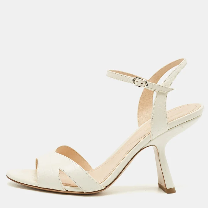Nicholas Kirkwood Croc Embossed Leather Lexi Sandals Size 40