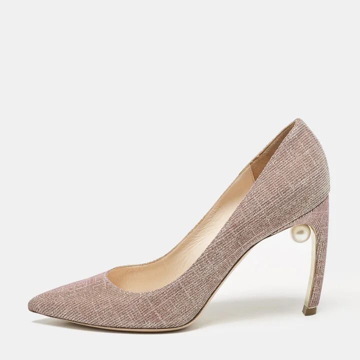 Nicholas Kirkwood Gold Rose Lurex Fabric Pearl Embellished Pumps Size 41