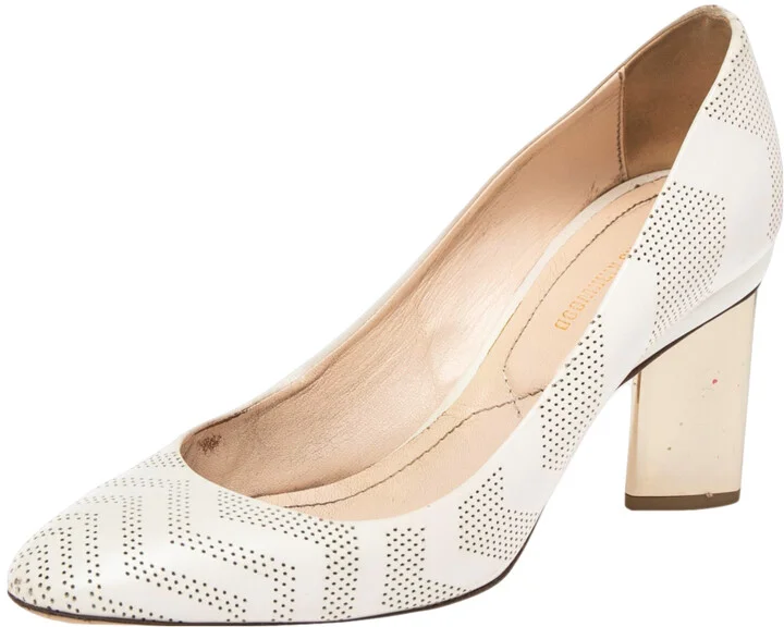 Nicholas Kirkwood White Perforated Leather Briona Prism Pumps Size 36.5