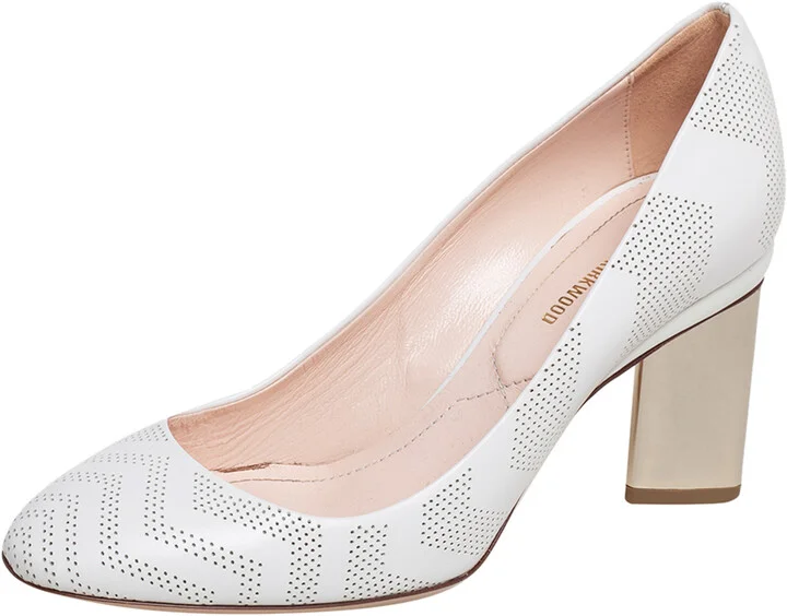 Nicholas Kirkwood White Perforated Leather Briona Prism Pumps Size 37