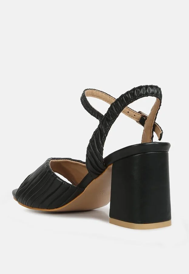 Nicholas Pleated Strap Block Heel Sandals - Image 4
