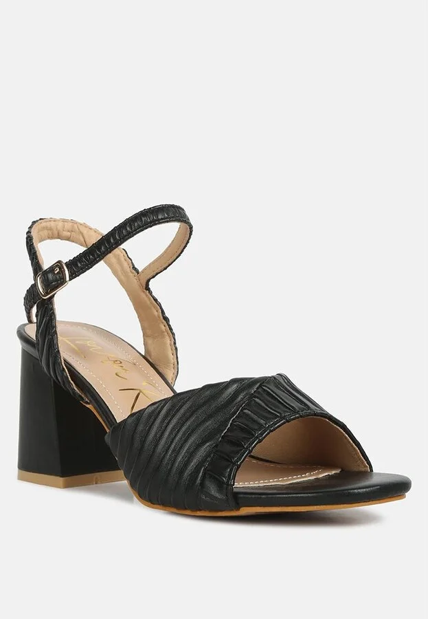 Nicholas Pleated Strap Block Heel Sandals - Image 5