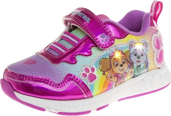 Nickelodeon Paw Patrol Skye & Everest Hook & Loop Light-up Fashion Sneakers - Fuchsia/Purple, Size: