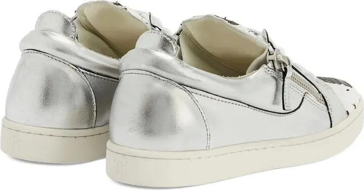 Nicki metallic-effect leather zip-detail sneakers - Image 3