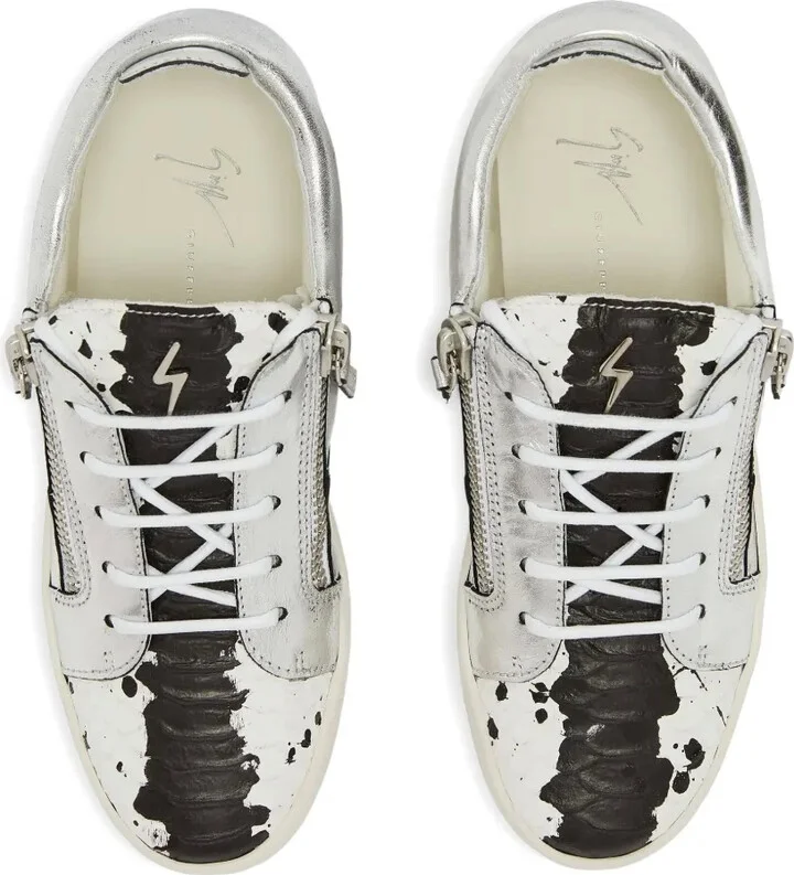 Nicki metallic-effect leather zip-detail sneakers - Image 4