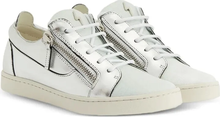 Nicki metallic leather zip-detail sneakers - Image 2