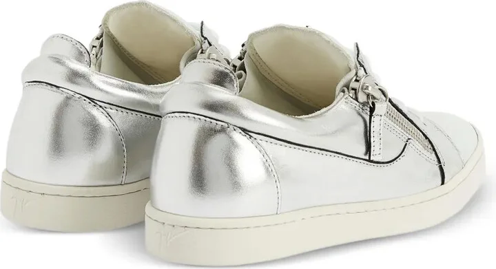 Nicki metallic leather zip-detail sneakers - Image 3