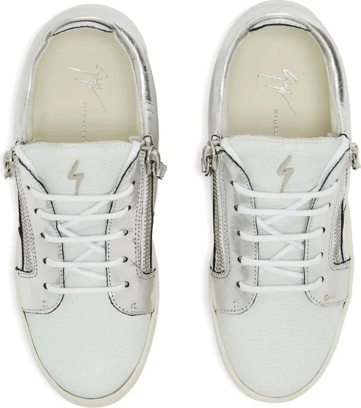 Nicki metallic leather zip-detail sneakers - Image 4