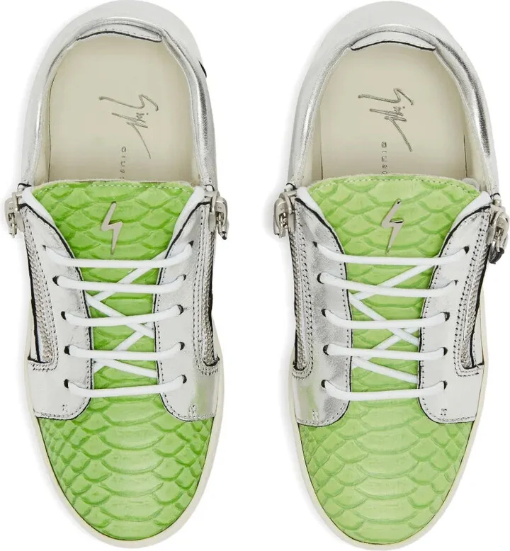 Nicki metallic leather zip-detail sneakers - Image 4