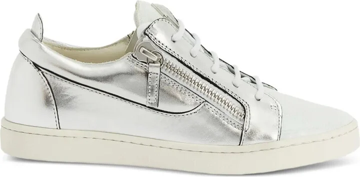 Nicki metallic leather zip-detail sneakers