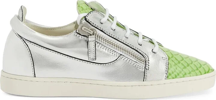 Nicki metallic leather zip-detail sneakers