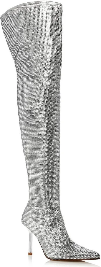 Nicki Womens Faux Suede Embellished Over-The-Knee Boots