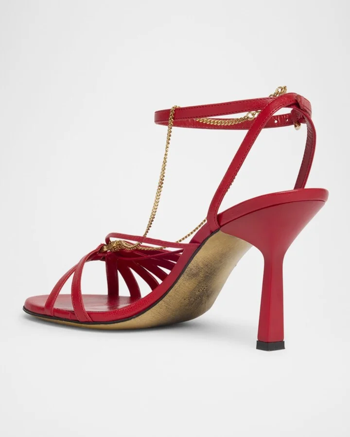 Nico Strappy Leather Ankle-Chain Sandals - Image 3