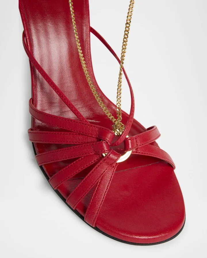 Nico Strappy Leather Ankle-Chain Sandals - Image 4