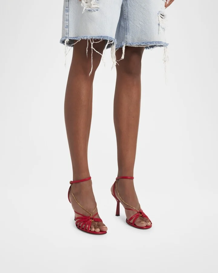 Nico Strappy Leather Ankle-Chain Sandals - Image 5