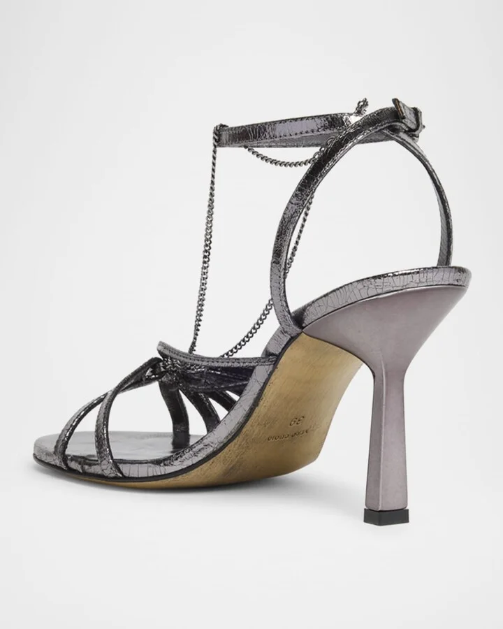 Nico Strappy Metallic Ankle-Chain Sandals - Image 9