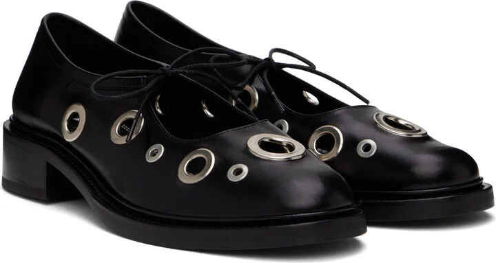 Nicole Saldaña Black Fabiana Eyelet Loafers - Image 4