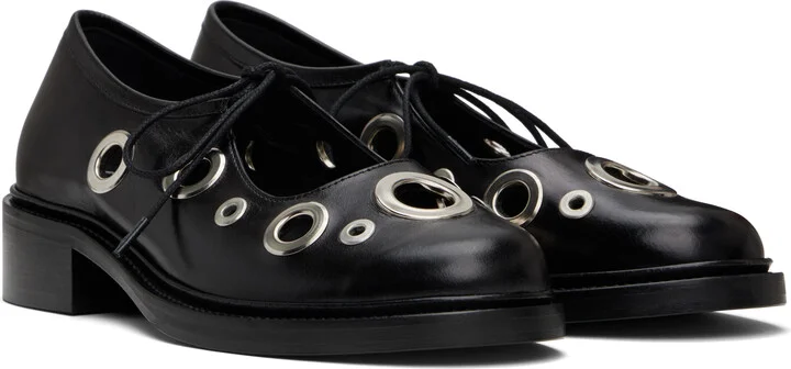Nicole Saldaña Black Fabiana Eyelet Loafers - Image 4