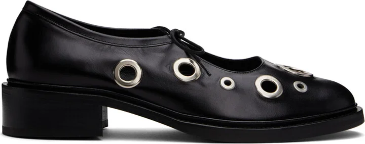 Nicole Saldaña Black Fabiana Eyelet Loafers