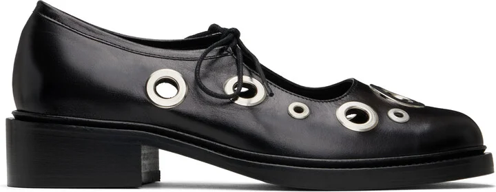 Nicole Saldaña Black Fabiana Eyelet Loafers