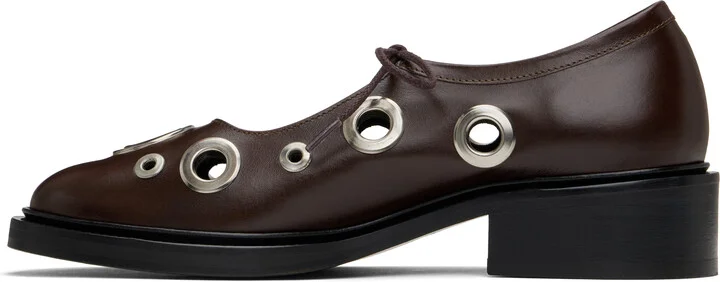 Nicole Saldaña Brown Fabiana Eyelet Loafers - Image 3