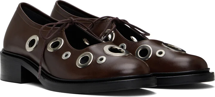 Nicole Saldaña Brown Fabiana Eyelet Loafers - Image 4