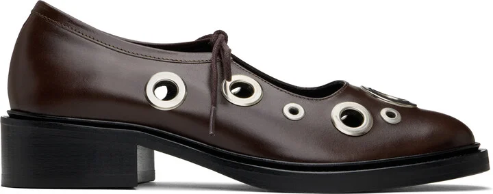 Nicole Saldaña Brown Fabiana Eyelet Loafers