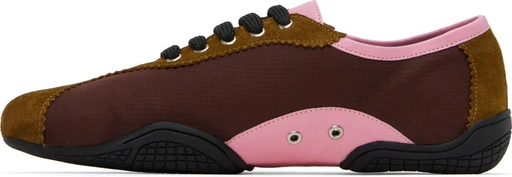 Nicole Saldaña Burgundy & Tan Simone Sneakers - Image 3