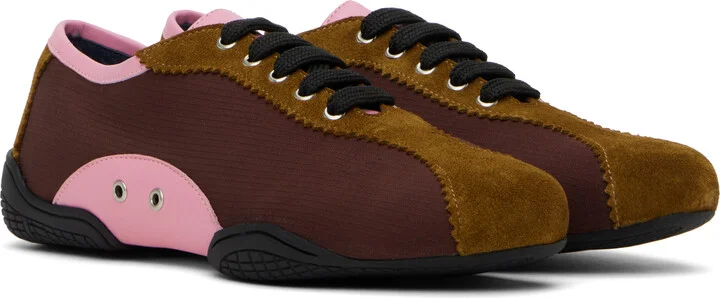 Nicole Saldaña Burgundy & Tan Simone Sneakers - Image 4