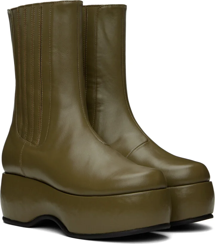 Nicole Saldaña Khaki Mia Boots - Image 4