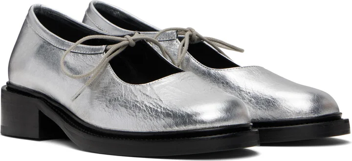 Nicole Saldaña Silver Fabiana Ballerina Flats - Image 4