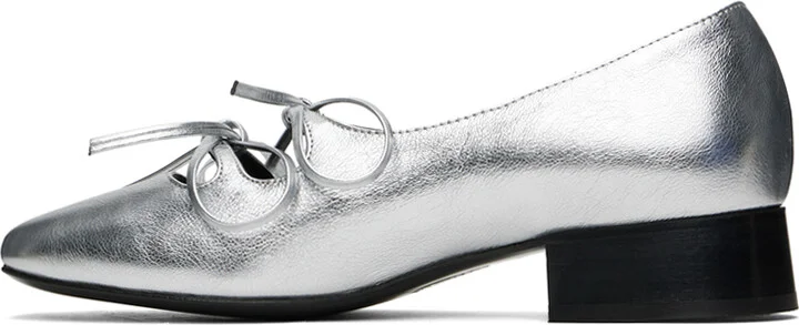 Nicole Saldaña Silver Isabel Ballerina Flats - Image 3