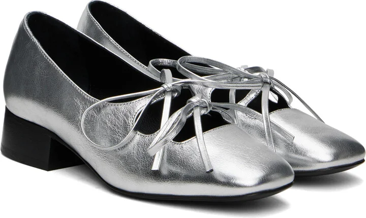 Nicole Saldaña Silver Isabel Ballerina Flats - Image 4