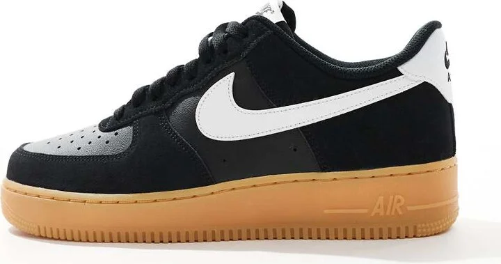 Nike Air Force 1 '07 LV8 gum sole sneakers in black and white - Image 2