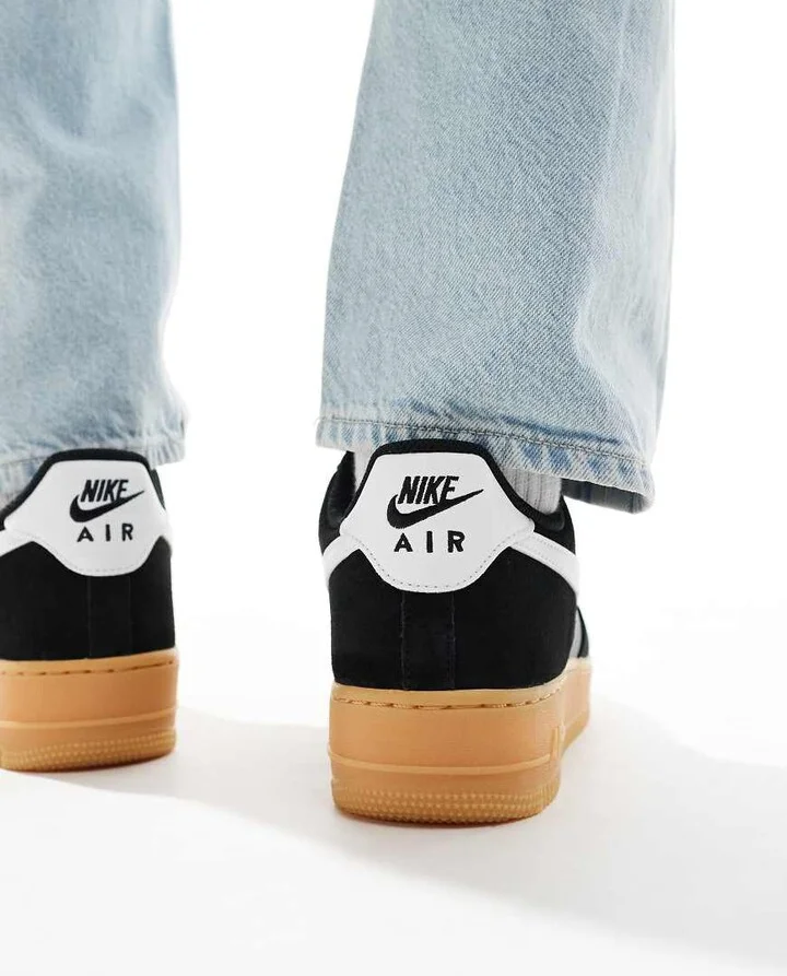 Nike Air Force 1 '07 LV8 gum sole sneakers in black and white - Image 3