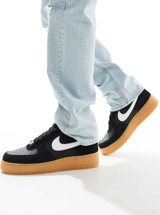 Nike Air Force 1 '07 LV8 gum sole sneakers in black and white