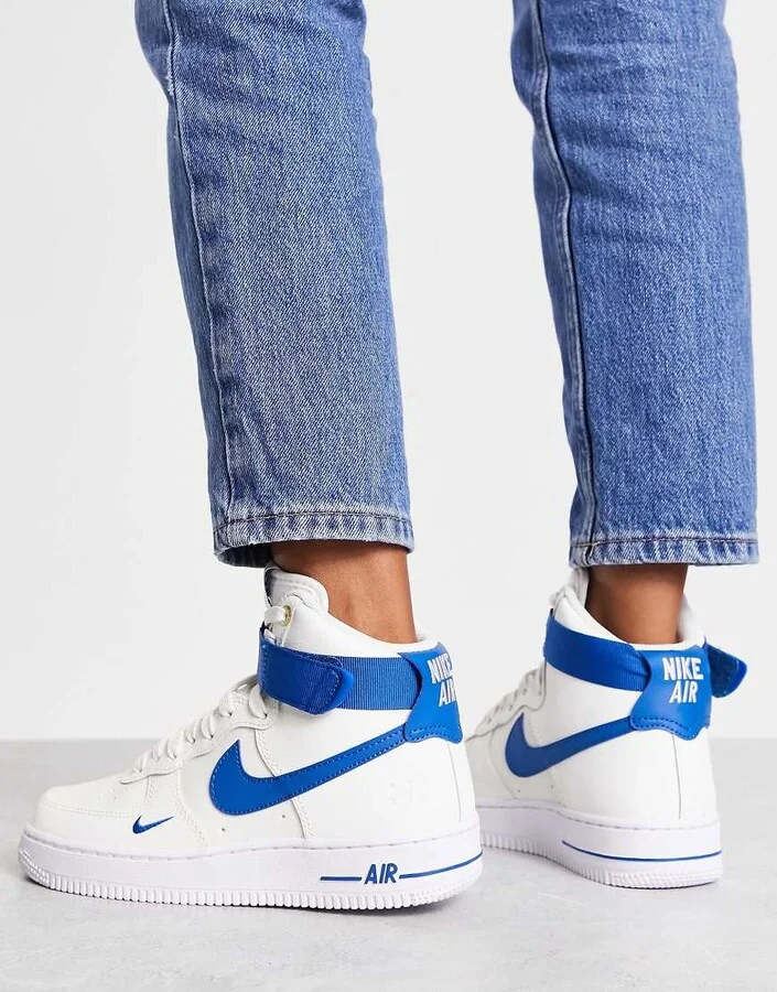 Nike Air Force 1 Hi 40th anniversary sneakers in white and blue - Image 4