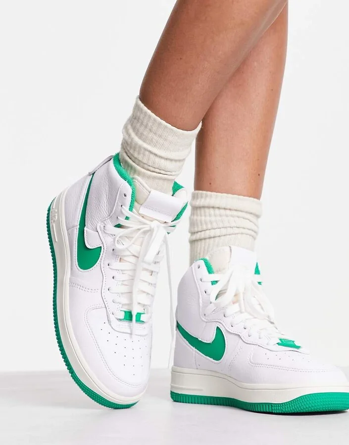 Nike Air Force 1 Sculpt sneakers in white/green - Image 3