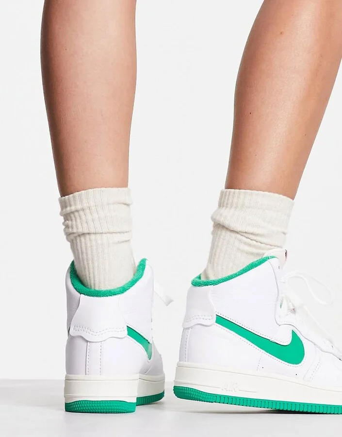 Nike Air Force 1 Sculpt sneakers in white/green - Image 4