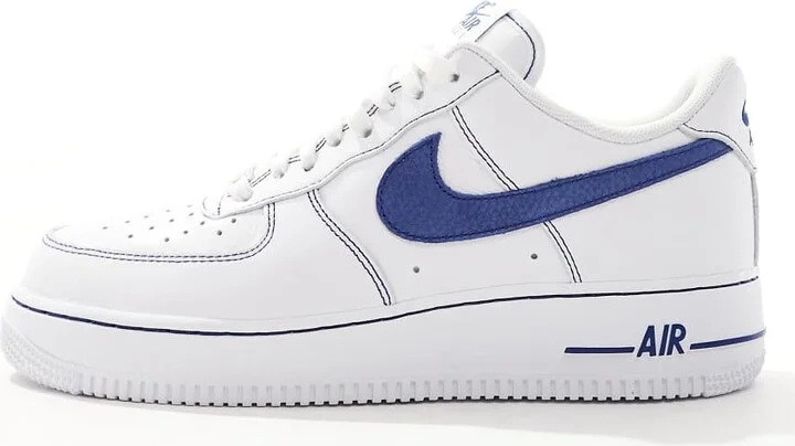 Nike Air Force 1 sneakers with contrast stitch detail in white and blue - Image 2