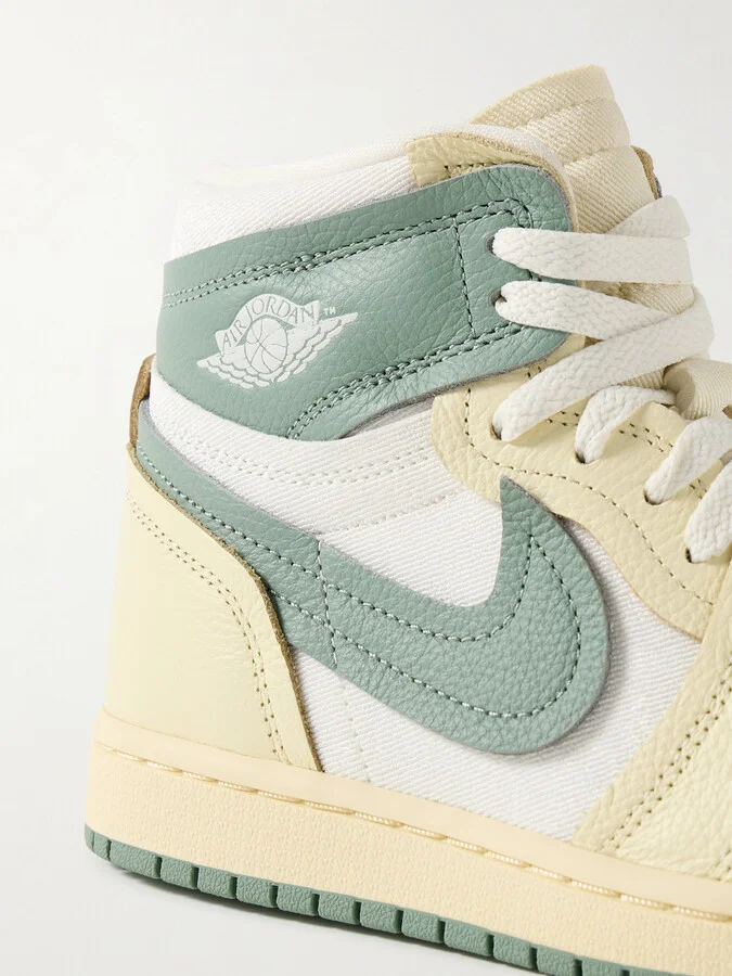 Nike - Air Jordan 1 High Leather And Twill Sneakers - Neutrals - Image 4
